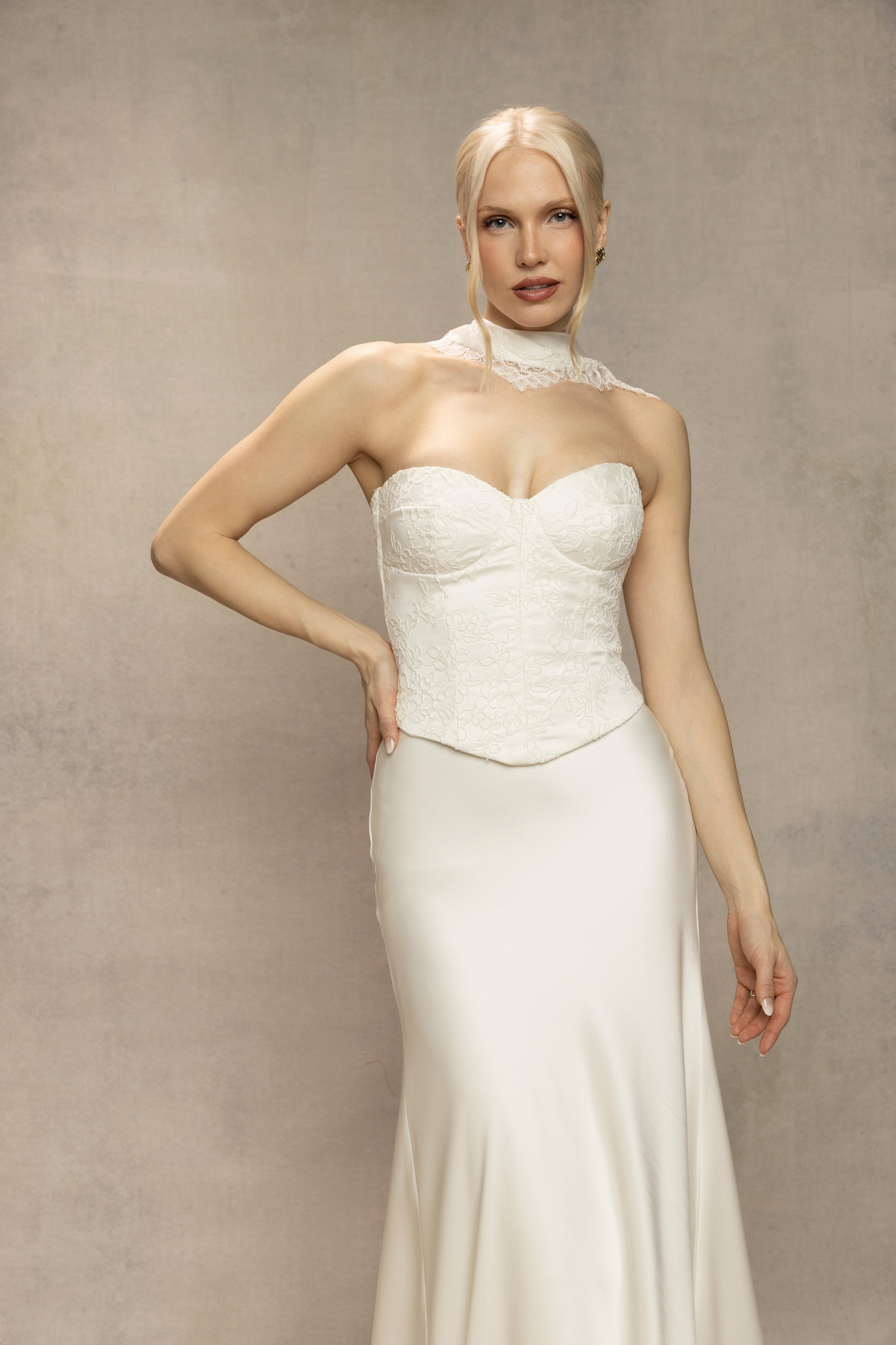 Lace-Trimmed Light Lux Satin Scarf